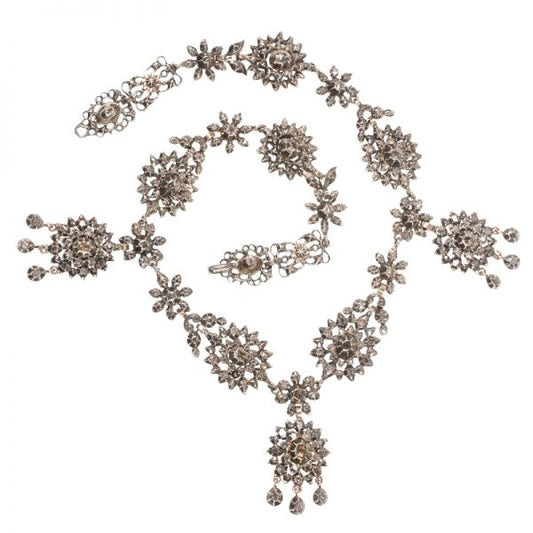 Antique Victorian Diamond Necklace, Silver on 18ct Red Gold