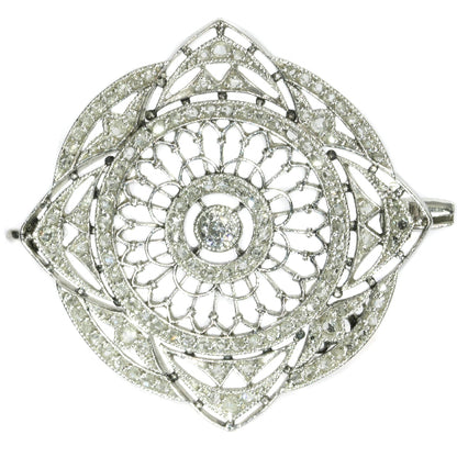 Antique Edwardian Old European Cut Diamond Platinum Brooch