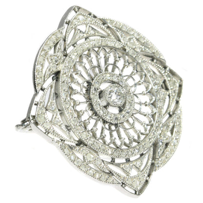 Antique Edwardian Old European Cut Diamond Platinum Brooch