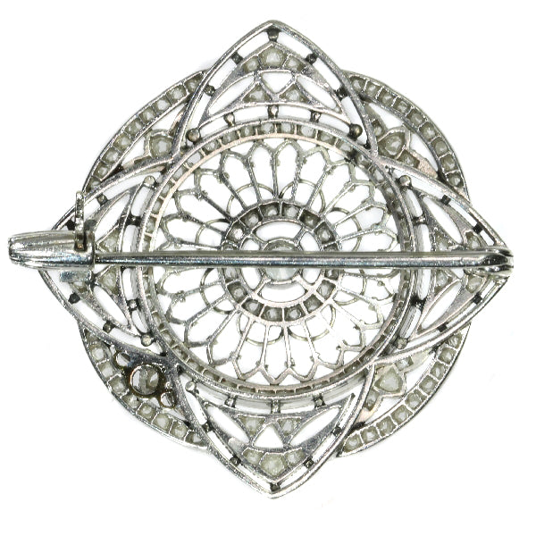 Antique Edwardian Old European Cut Diamond Platinum Brooch