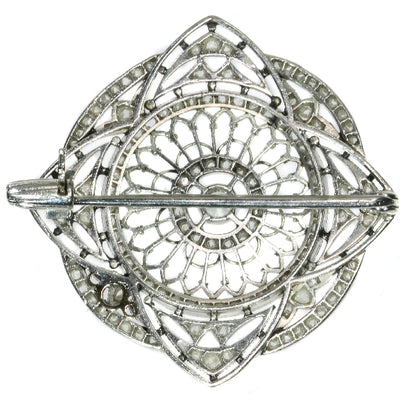 Antique Edwardian Old European Cut Diamond Platinum Brooch