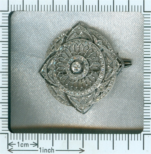Antique Edwardian Old European Cut Diamond Platinum Brooch