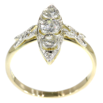 Antique Belle Epoque Marquise Shaped Diamond Ring