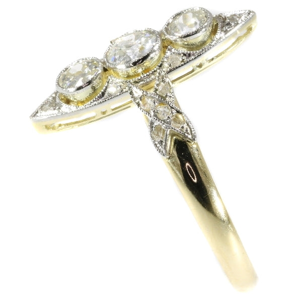 Antique Belle Epoque Marquise Shaped Diamond Ring