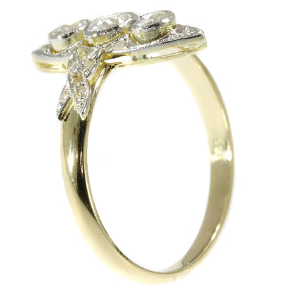 Antique Belle Epoque Marquise Shaped Diamond Ring