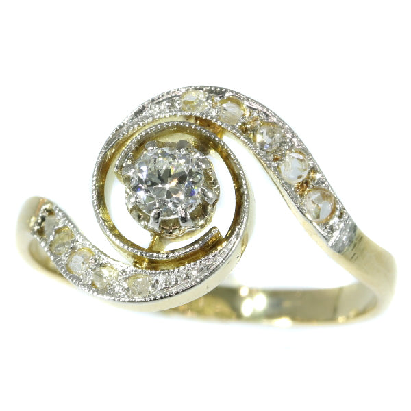 Antique Belle Epoque Tourbillon Diamond Engagement Ring