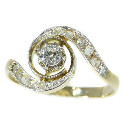 Antique Belle Epoque Tourbillon Diamond Engagement Ring