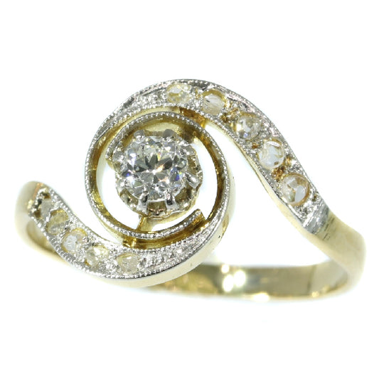 Antique Belle Epoque Tourbillon Diamond Engagement Ring