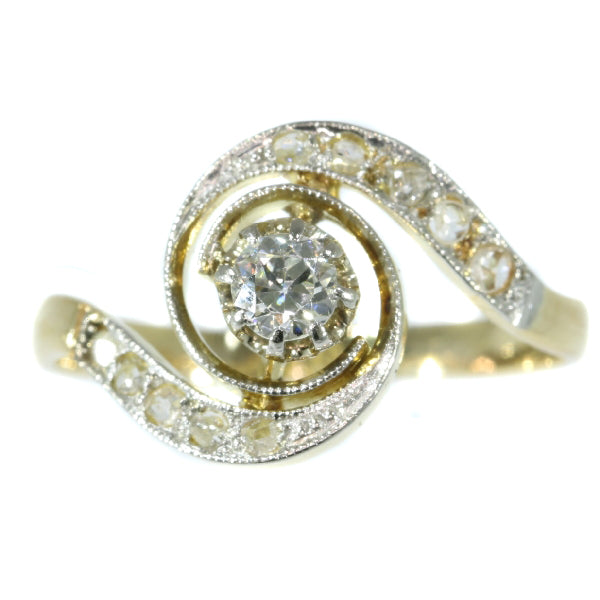 Antique Belle Epoque Tourbillon Diamond Engagement Ring