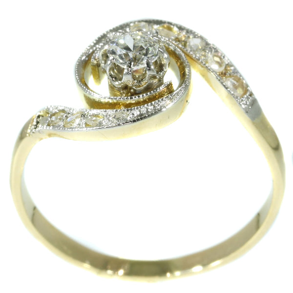 Antique Belle Epoque Tourbillon Diamond Engagement Ring