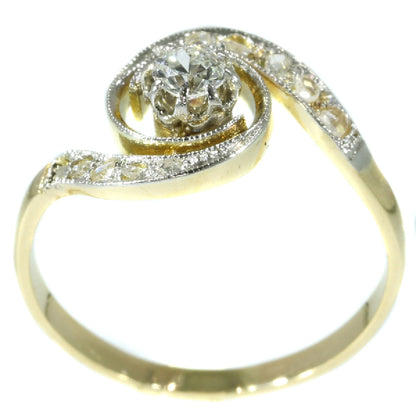 Antique Belle Epoque Tourbillon Diamond Engagement Ring