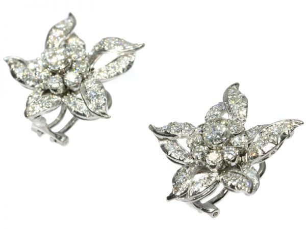 Vintage Brilliant Cut Diamond Ear Clips, 3.50ct