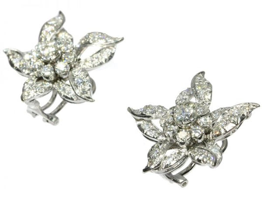 Vintage Brilliant Cut Diamond Ear Clips, 3.50ct