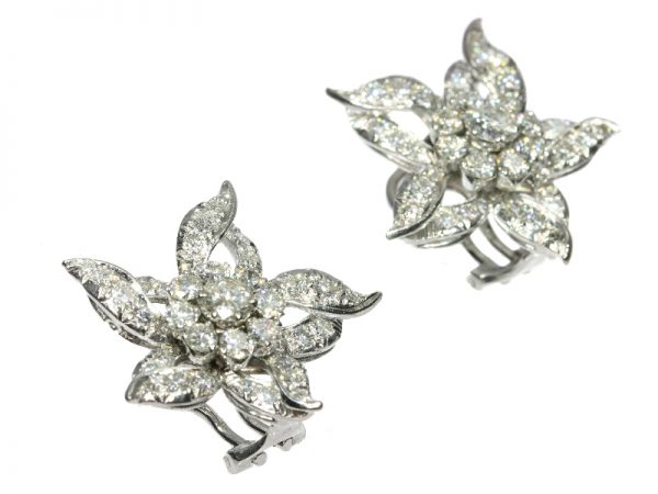 Vintage Brilliant Cut Diamond Ear Clips, 3.50ct