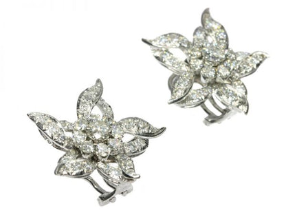 Vintage Brilliant Cut Diamond Ear Clips, 3.50ct