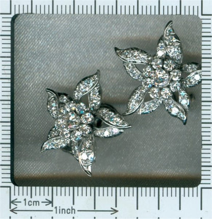 Vintage Brilliant Cut Diamond Ear Clips, 3.50ct