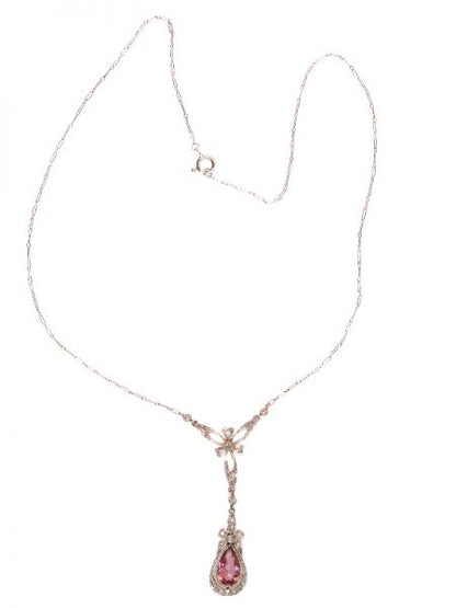 Antique Belle Epoque Diamond and Amethyst Pendant Necklace