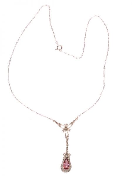 Antique Belle Epoque Diamond and Amethyst Pendant Necklace