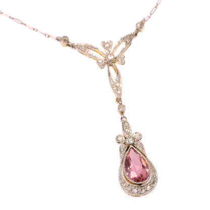 Antique Belle Epoque Diamond and Amethyst Pendant Necklace