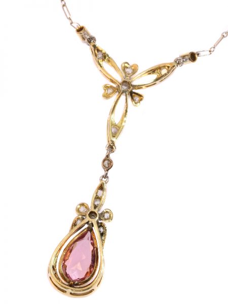 Antique Belle Epoque Diamond and Amethyst Pendant Necklace