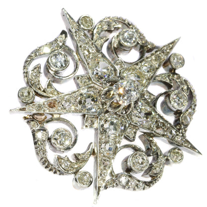 Antique Victorian French Diamond Five Point Star Brooch