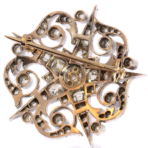 Antique Victorian French Diamond Five Point Star Brooch