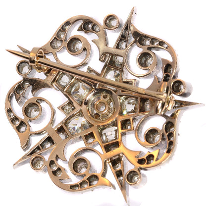 Antique Victorian French Diamond Five Point Star Brooch