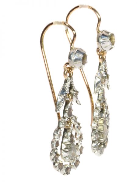 Antique Georgian Rose Cut Diamond Pendant Earrings