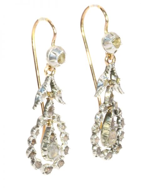 Antique Georgian Rose Cut Diamond Pendant Earrings