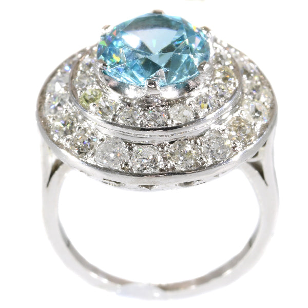 Vintage Fifties Large Starlite and Diamond Platinum Ring