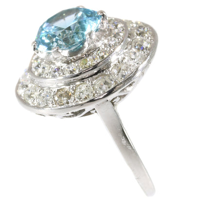 Vintage Fifties Large Starlite and Diamond Platinum Ring