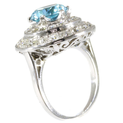 Vintage Fifties Large Starlite and Diamond Platinum Ring