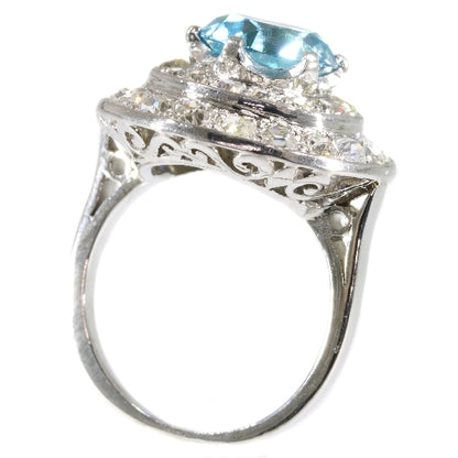 Vintage Fifties Large Starlite and Diamond Platinum Ring