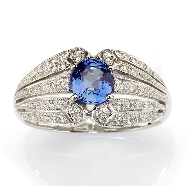 Sapphire and Diamond Bombe Style Ring