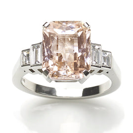5.74ct Pastel Peach Sapphire and Diamond Ring