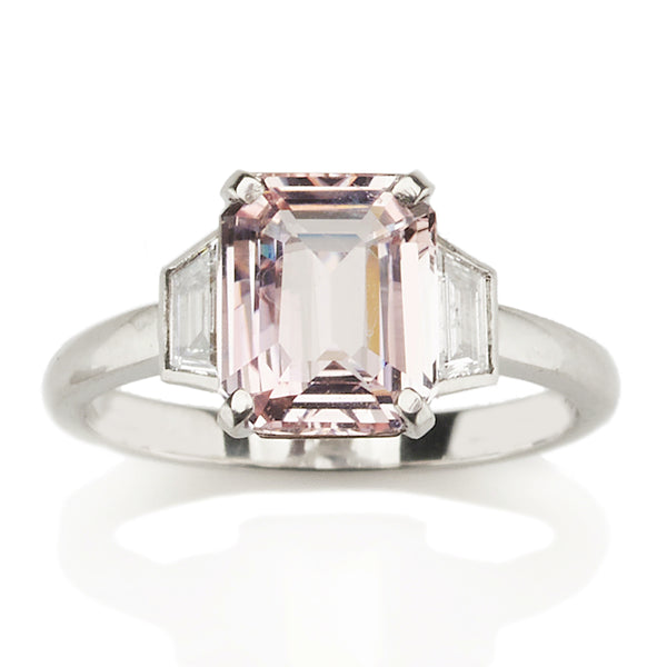 Peach Sapphire and Diamond Ring