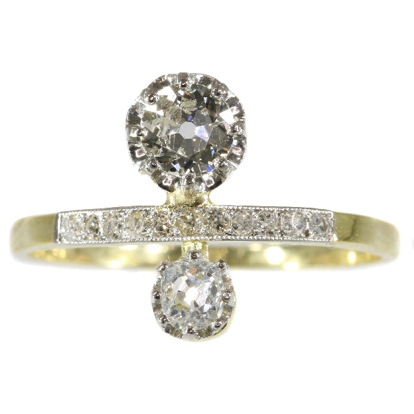 Antique Belle Epoque Two Stone Diamond Engagement Ring