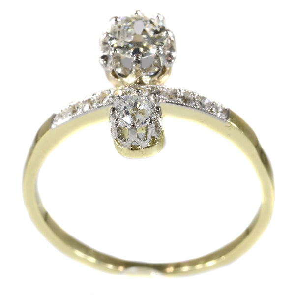 Antique Belle Epoque Two Stone Diamond Engagement Ring