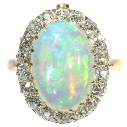 Enchanting Antique Victorian Opal and Diamond Interchangeable Ring Necklace