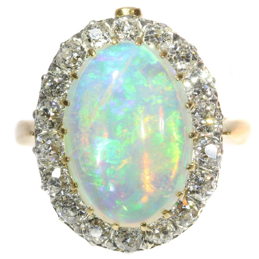 Enchanting Antique Victorian Opal and Diamond Interchangeable Ring Necklace