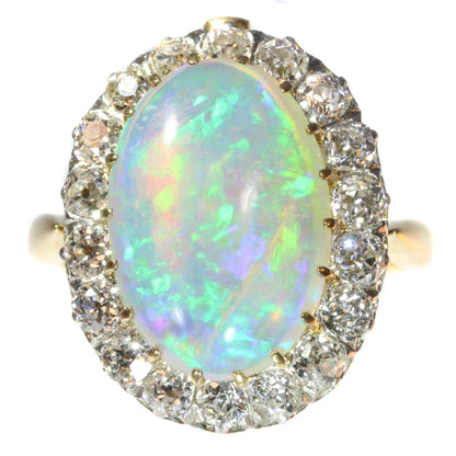 Enchanting Antique Victorian Opal and Diamond Interchangeable Ring Necklace