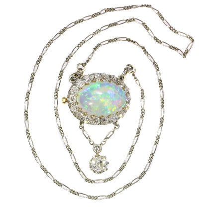 Enchanting Antique Victorian Opal and Diamond Interchangeable Ring Necklace