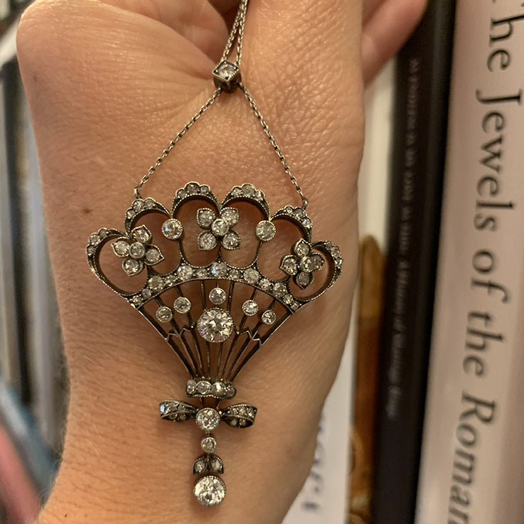 Antique Belle Epoque 2.30ct Old Cut Diamond Pendant