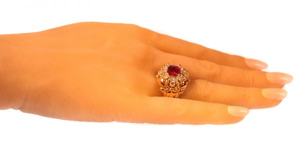 Vintage Fifties Wolfers Ruby and Diamond Ring, 3.40ct total