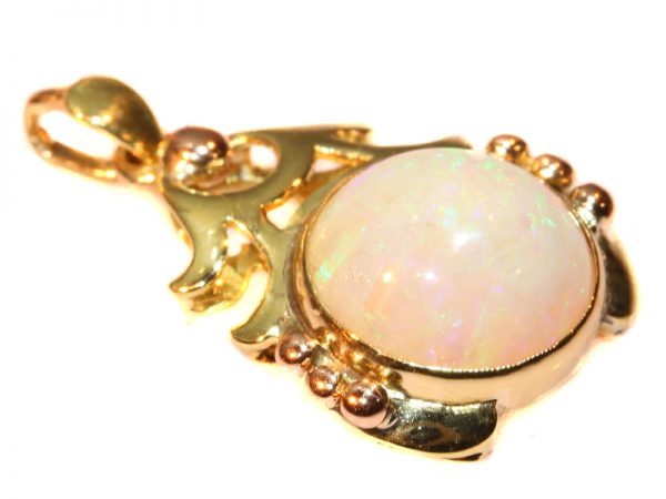 Vintage Thirties Cabochon Opal Bi-Colour Gold Pendant