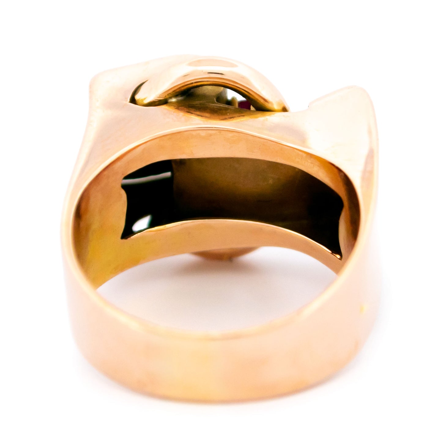 Vintage 1940s Diamond Ruby 14ct Gold Tank Band Ring