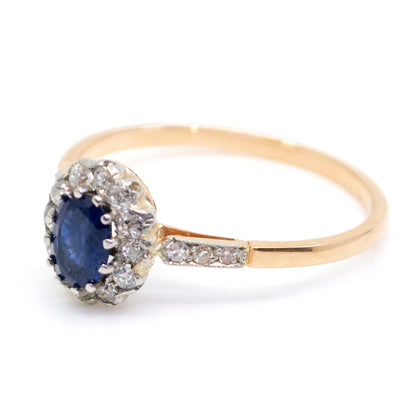 Diamond and Sapphire 14k Platinum Cluster Engagement Ring 17315-4977