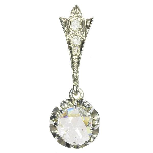 Antique Belle Epoque Large Rose Cut Diamond Pendant