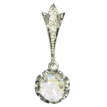 Antique Belle Epoque Large Rose Cut Diamond Pendant