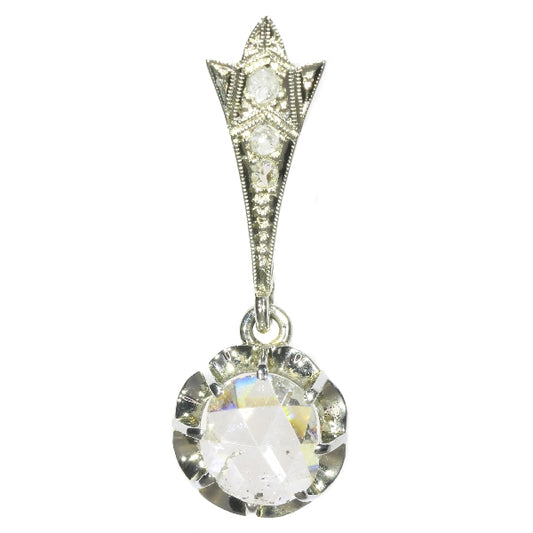 Antique Belle Epoque Large Rose Cut Diamond Pendant